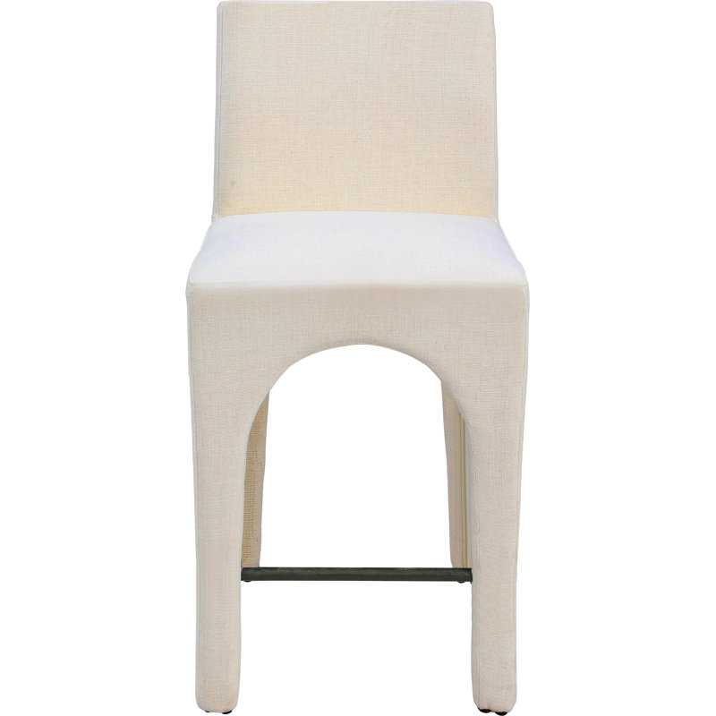 Tabouret Gramercy, Tissu beige texturé en lin