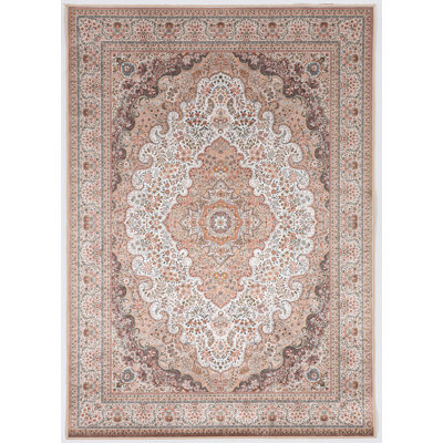 Emanuel Traditional Machine Woven Flatweave Ivory and Gold Area Rug with Non Skid Backing 