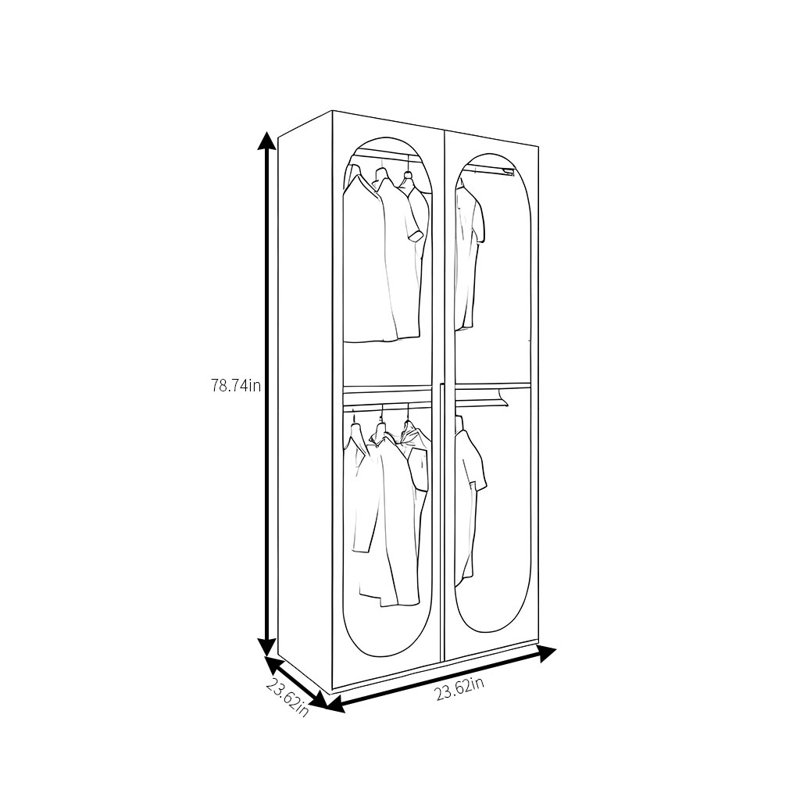 Longver, H 78,74 po x l 23,62 po x P 23,62 po