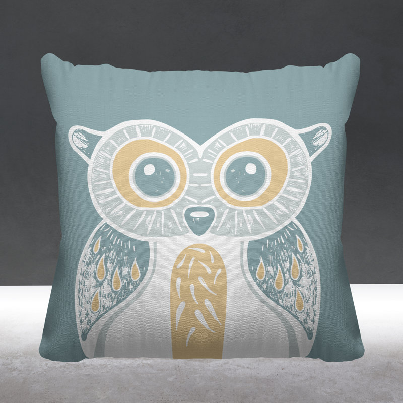 Coussin intérieur Addison Woodland Owl, L 17 po x H 17 po, Émeraude