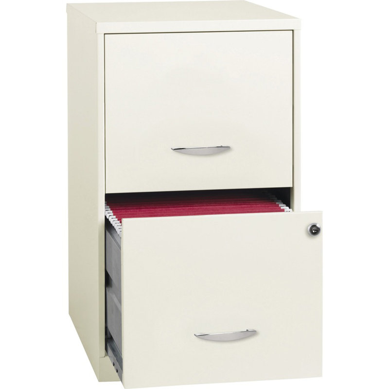 White 18" Lockable 2-Drawer Steel File Cabinet