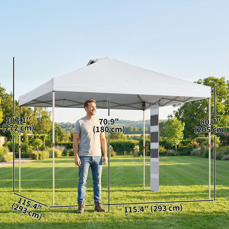 Auvent escamotable 9,6 x 9,6 pi avec poches 1 bouton, Blanc