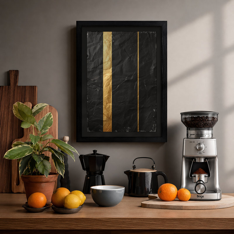 Stone and Gold Industrial - Framed Print, Black, A3 - 42.0 x 29.7 cm