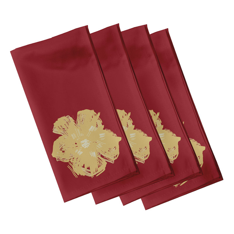 Ensemble de serviettes 4 pièces Brainard, L 18 po x L 18 po, Jaune / Rouge