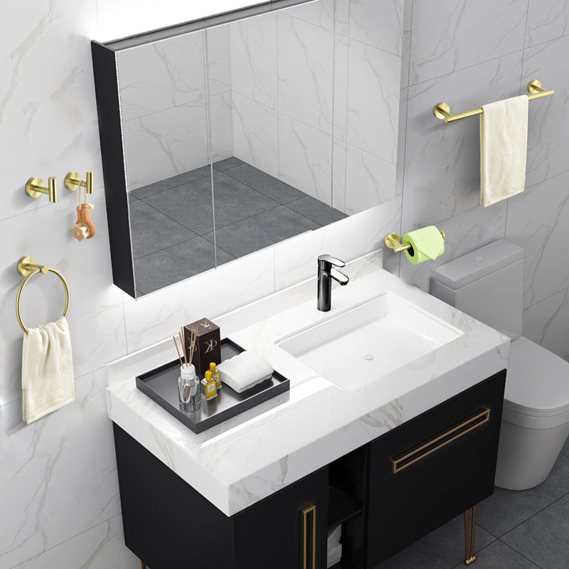 6 - Piece Bathroom Hardware Set, Brushed Gold