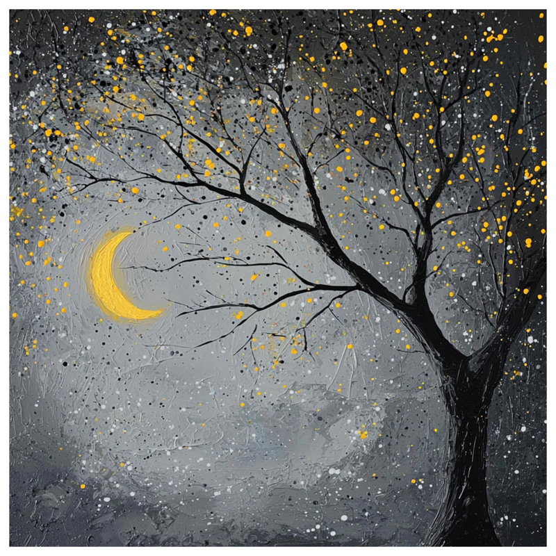 Moonlit Tree Night Bedding Moon Bedspread Nature, Twin