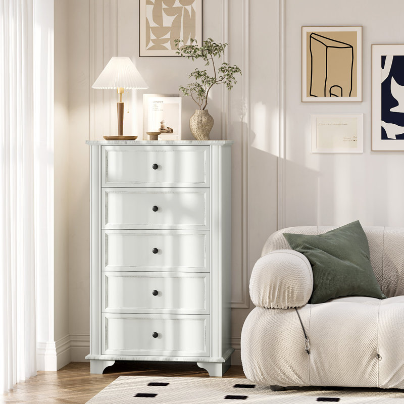 Armoire blanche à cinq tiroirs (1 pièce)