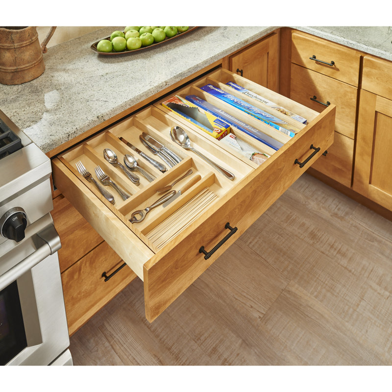 Système de tiroir de remplacement à deux niveaux avec base en bois avec fermeture en douceur, 4.44" H x 33" W x 22.25" D