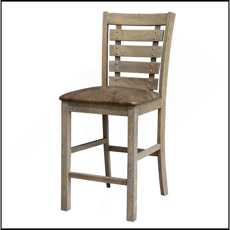 Ensemble de 2 chaises de salle à manger à hauteur de comptoir de style rustique moderne en bois massif