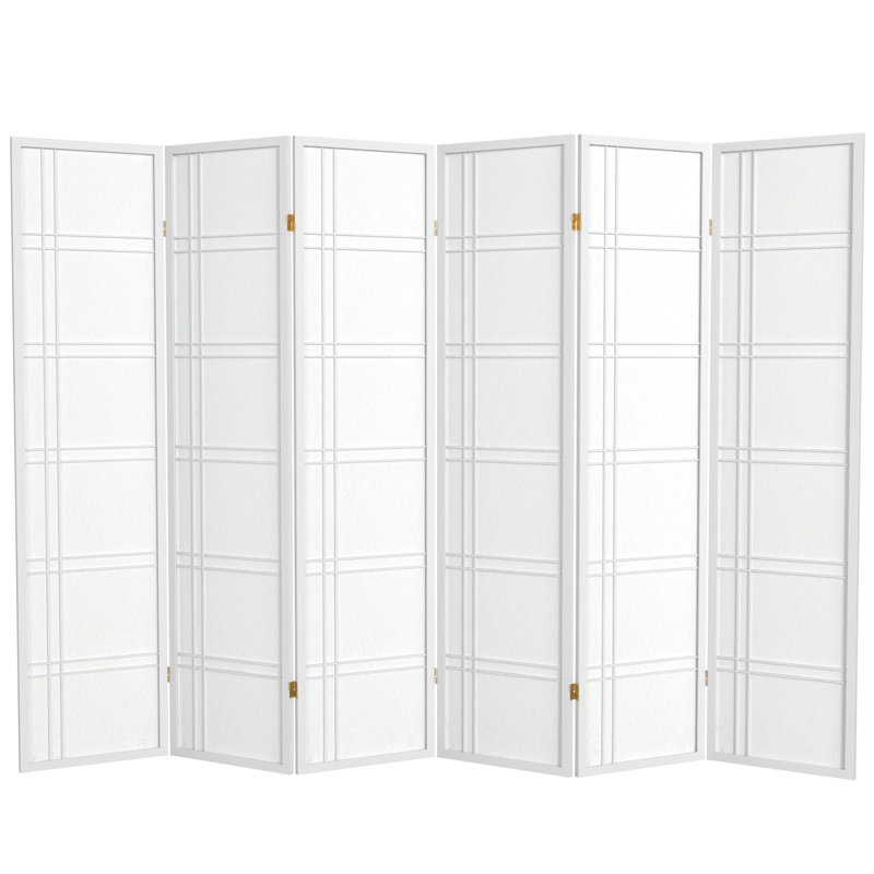 70.5" Tall Double Cross Shoji Panel Room Divider, Gray, 6, 6 ft