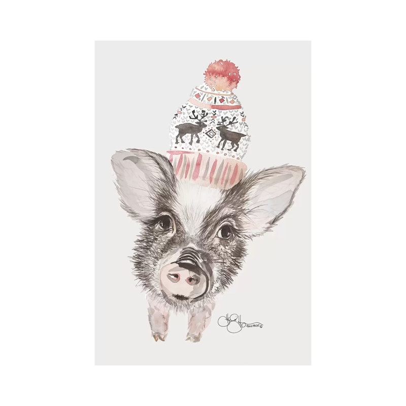 Cozy Pig 1 Piece Wrapped Canvas Painting, 20.32 cm H x 30.48 cm W