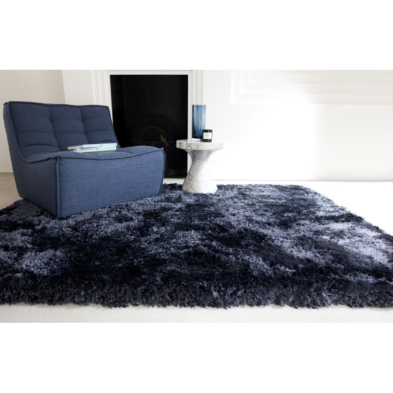 Plush Deep Pile Shaggy Navy Rug, Rectangle 200 x 300cm