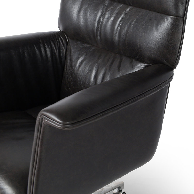 Humphrey Leather Swivel Office Chair, Sonoma Black Genuine Leather