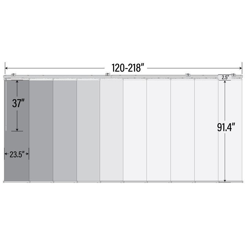 Pine 10-Panel Double Rail White Panel Track Extendable 120"-218"W x 94"H, Panel width 23.5"