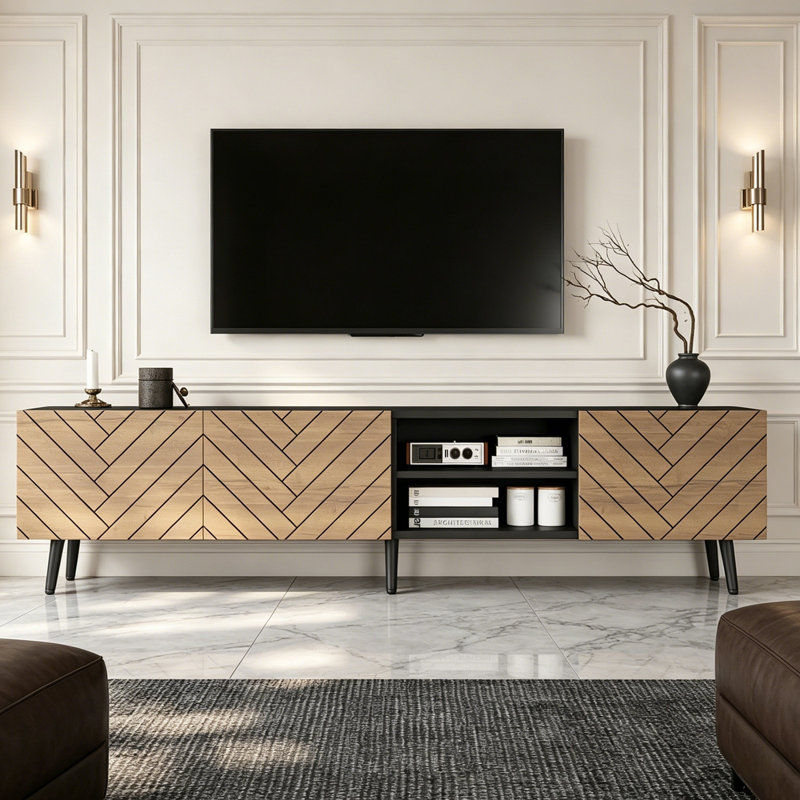 Unfinished TV Stand for TVs up to 78" with Fireplace Included
