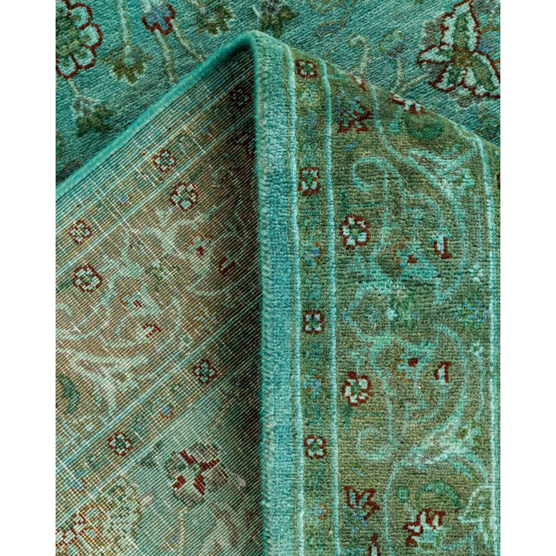Tapis bleu noué à la main de conception unique Chimel