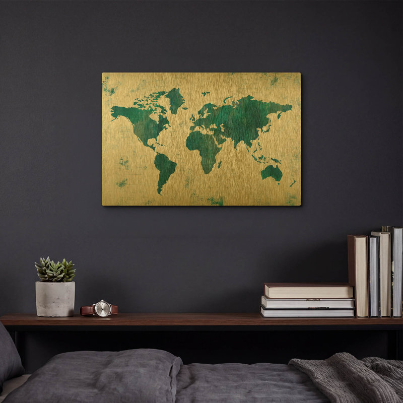 «Découvrez le monde bleu» par Melissa Averinos, art mural en métal doré, 16 po x 12 po, 16 po x 12 po
