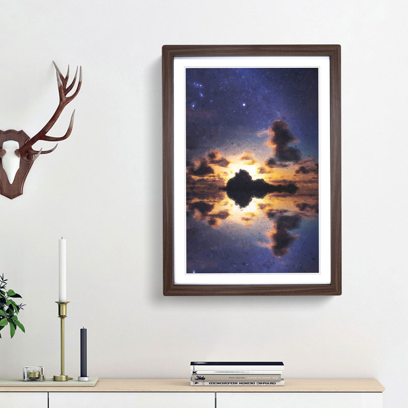 Stars Above Big Sur in California - Picture Frame Graphic Art Print, 48cm H x 36cm W x 2cm D, Walnut Framed