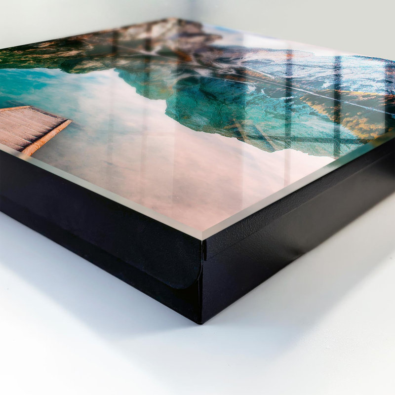 Key storage cabinet, Opens to the left, 30x30x5, Black, Mountains and lake in amazing colors, 