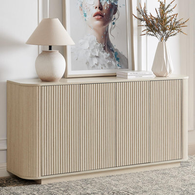 Buffet 64 "moderne cannelé avec crédence en chêne gris