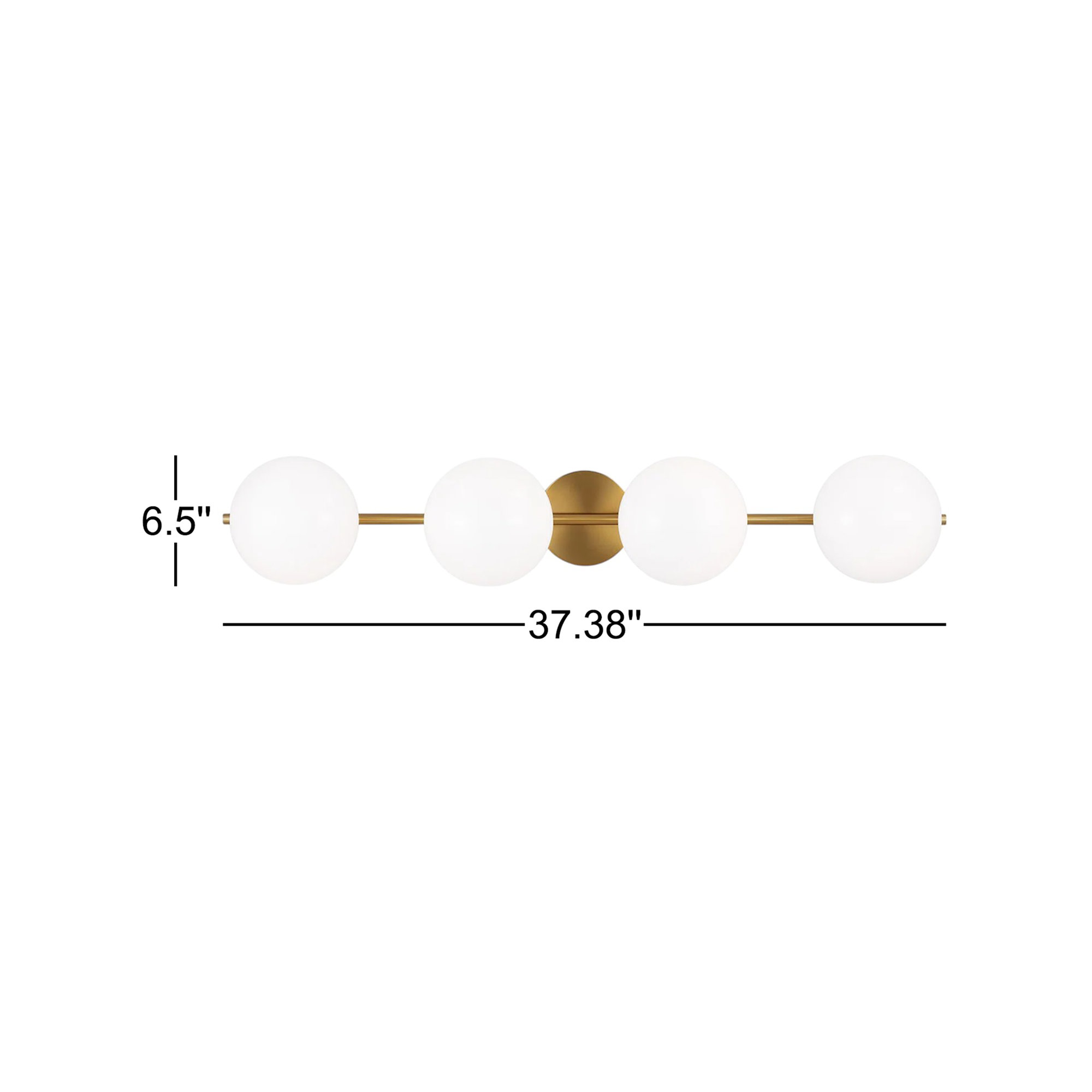 Vibi 4-Light Dimmable Vanity Light with Glass Globe Shades , Burnished Brass