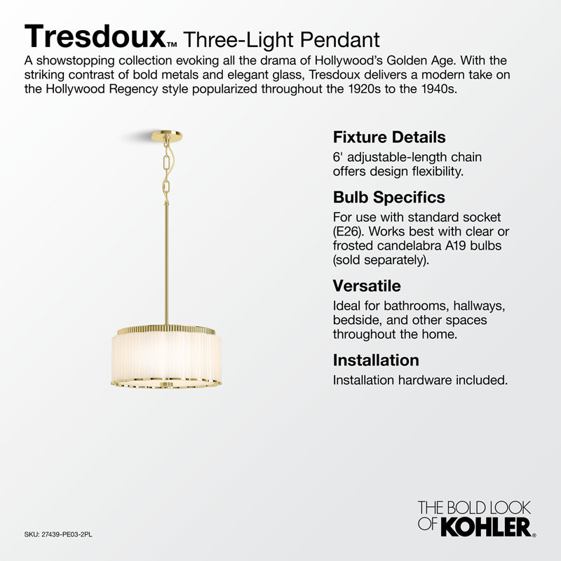 Tresdoux Pendant, Polished Nickel