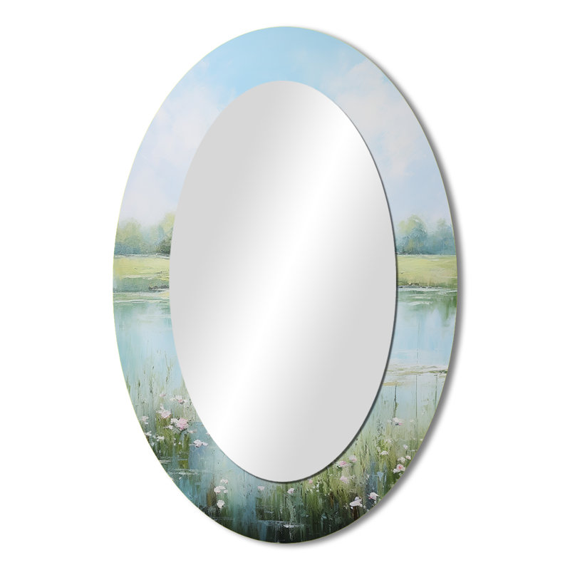 Miroir décoratif ovale sur métal Meadow Tranquil Waters I, 36" x 24"