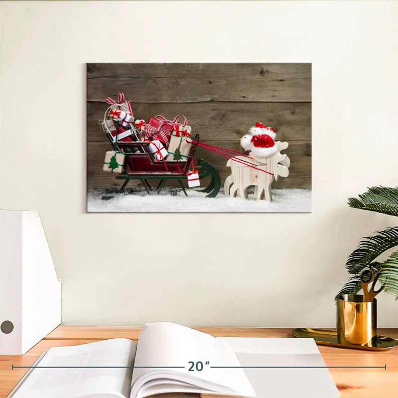 Père Noël en traîneau, H 8 po x l 12 po