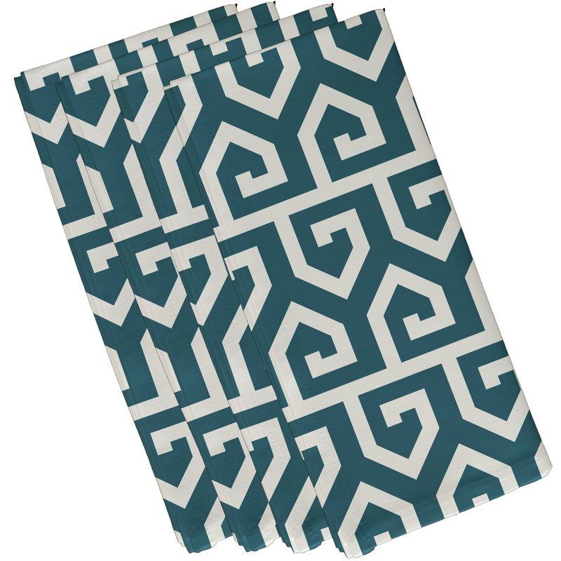 Polyester Geometric Square Napkin, 18" W x 18" L, Teal