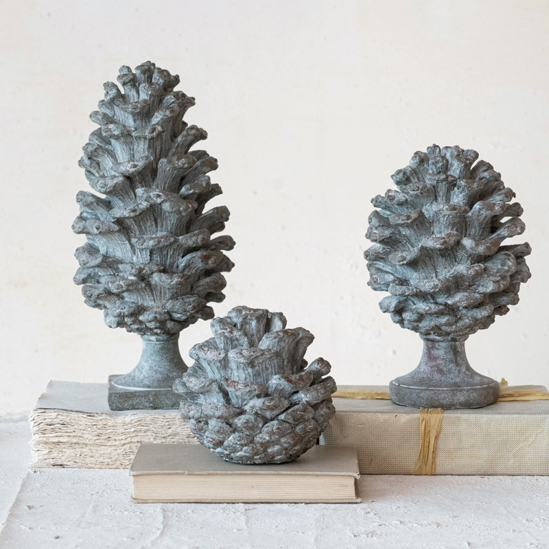 Tall Round Resin Pinecone Finial With Base