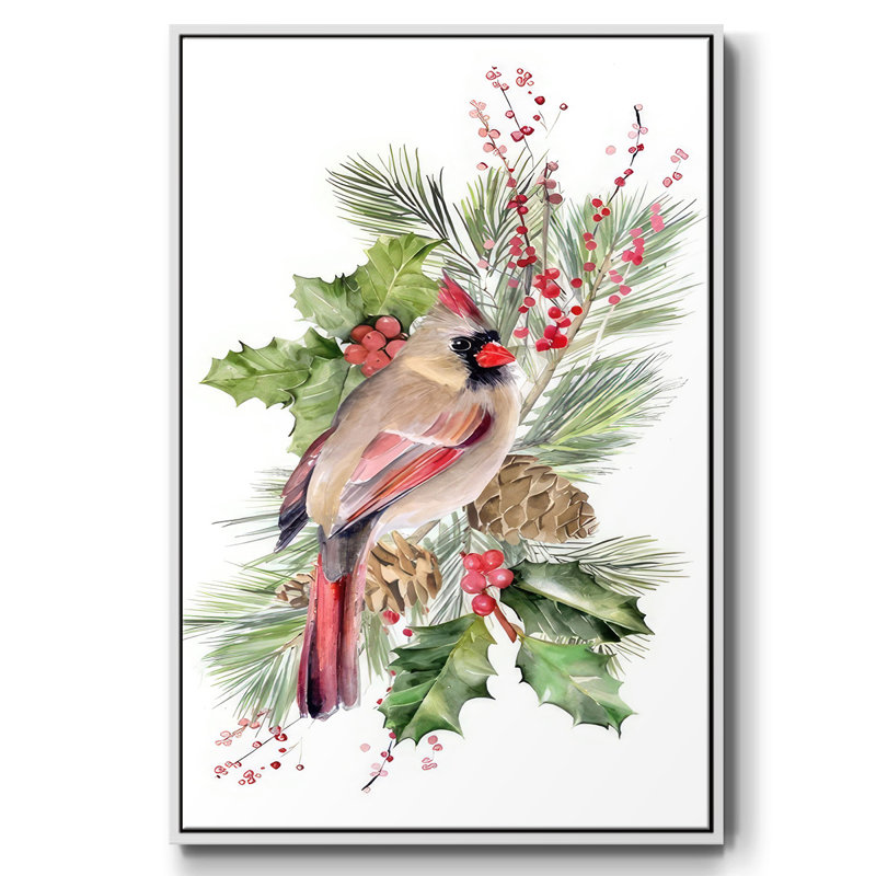 Cardinal Holly Christmas Collection B, H 25 po x l 17 po x P 1,5 po, Blanc
