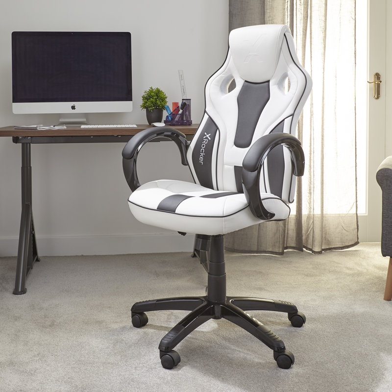 X Rocker Maverick Height Adjustable Gaming Chair, White/Black
