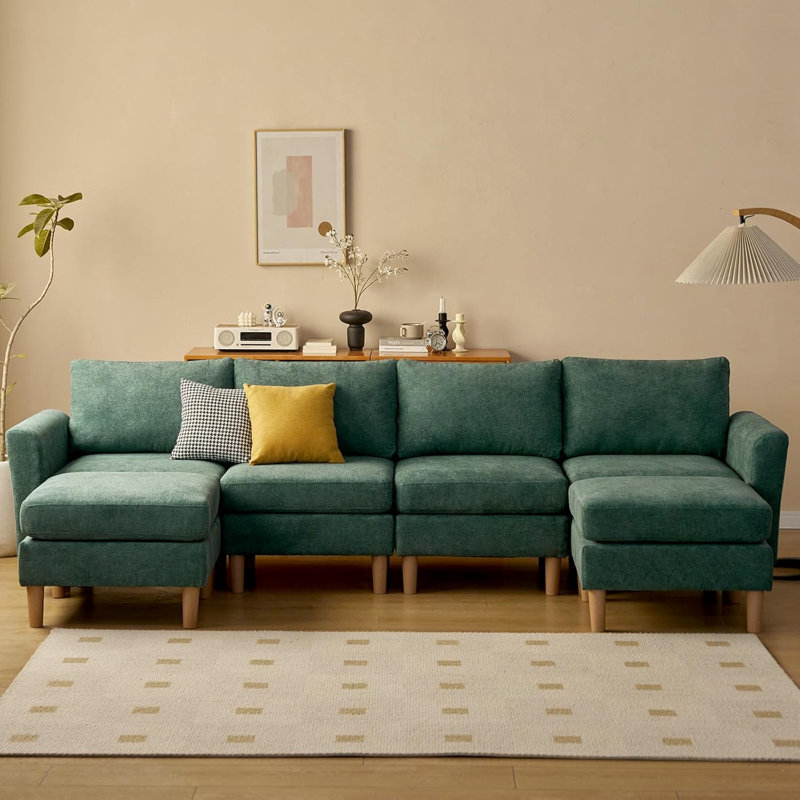 Canapé modulaire 6 pièces Sweetgrove, Tissu de polyester bleu sarcelle