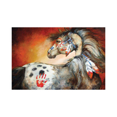 4 Feathers Indian War Pony 1 Piece Wrapped Canvas Painting