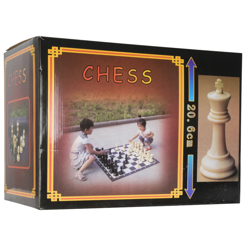 8" Tall Oversized Chess Set with Vinyl Roll-up Board