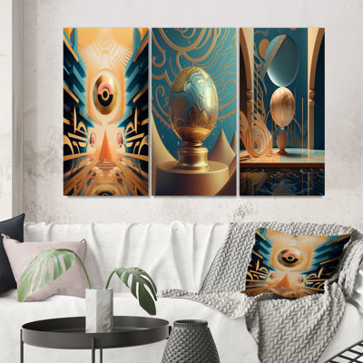 «Master Consciousness Futur Geometric Seance», 3 pièces sur toile