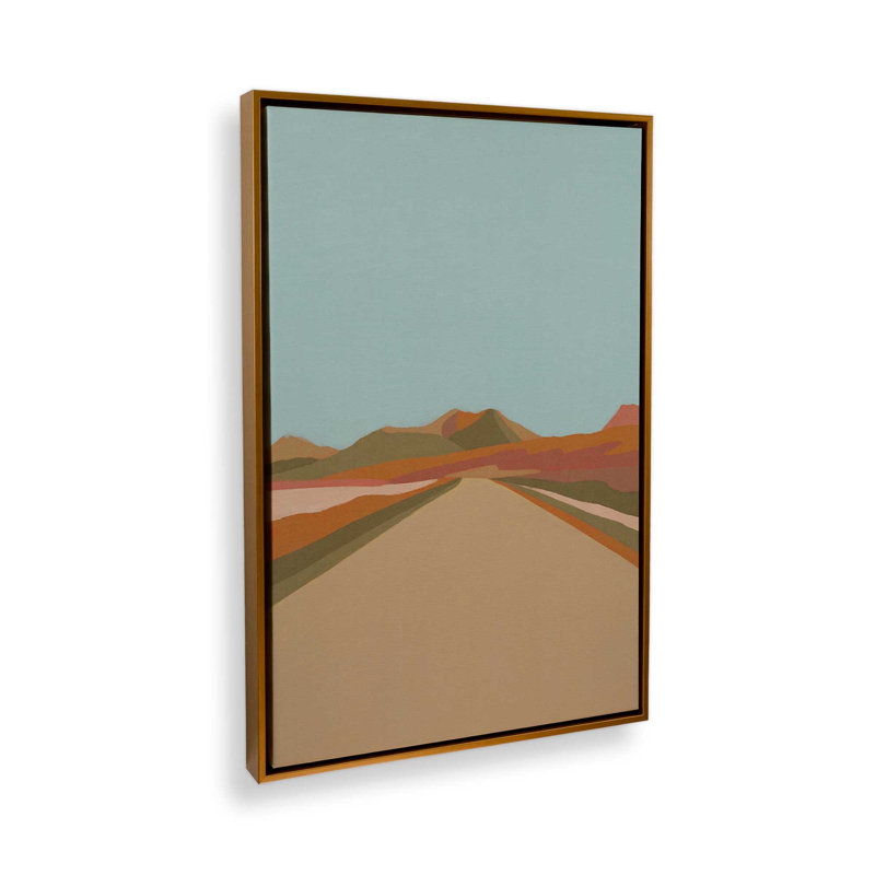 «On the route 2» par Garima Dhawan, reproduction de peinture acrylique, H 48 po x l 36 po, Cadre flottant, Doré