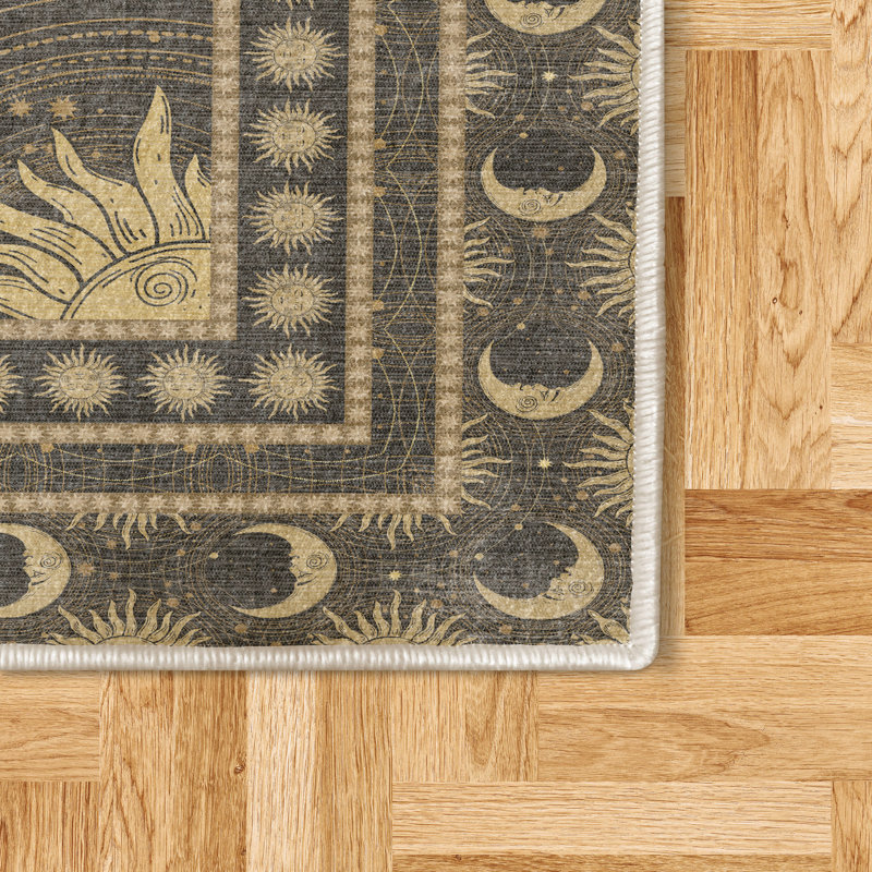Mairn Sun and Moon High Density Long Fiber Poly Threads Decorative Area Rug Carpet, Runner 2' x 5'