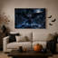 Ange aux ailes sombres dans des ruines gothiques avec toile murale bleue d'Halloween-1427565958