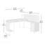 Bureau industriel en L avec 2 tiroirs et tablettes, finition brune