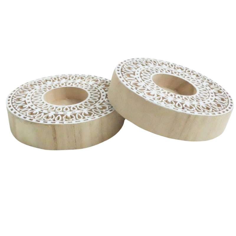  Handcrafted Wooden Candle Holder Natural Stain Finish for Elegant Home Décor-(Pak Of-6), 6