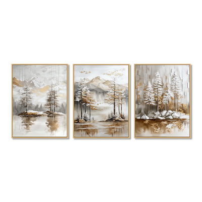 Glacier Reflection Pines - White Lake, reproduction d'art sur toile encadrée 3 pièces