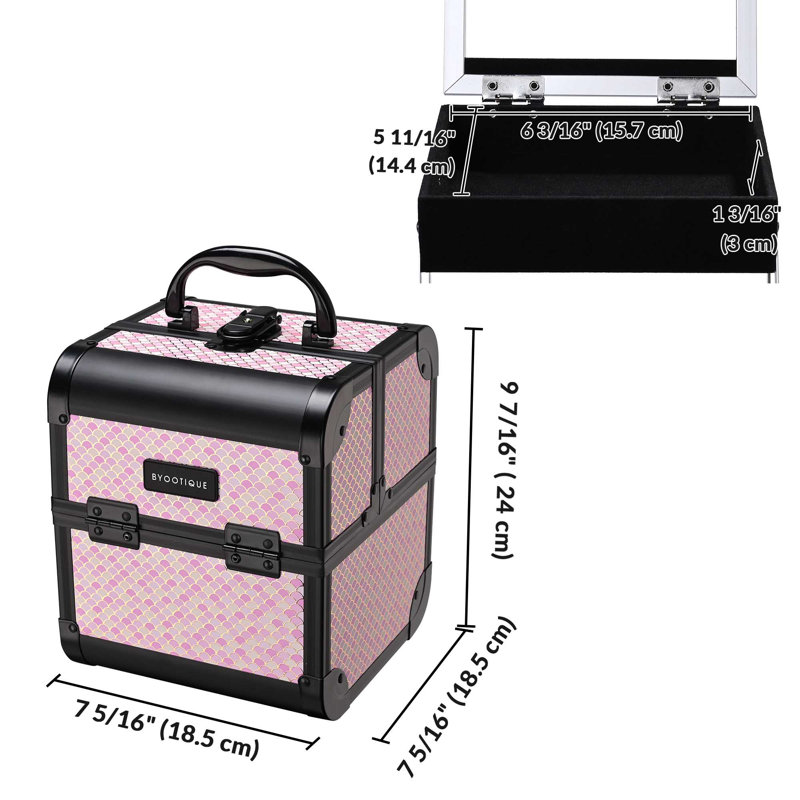  Makeup Train Case with Mirror Travel Case for Barber Art Deco Bloom, Bloom