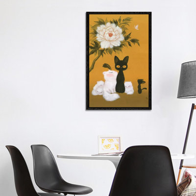 Cats And Peony by Martin Hsu - Painting on Canvas