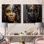Tribus expressives noires et dorées, femme africaine I - femme, ensemble de 2 reproductions d'art mural