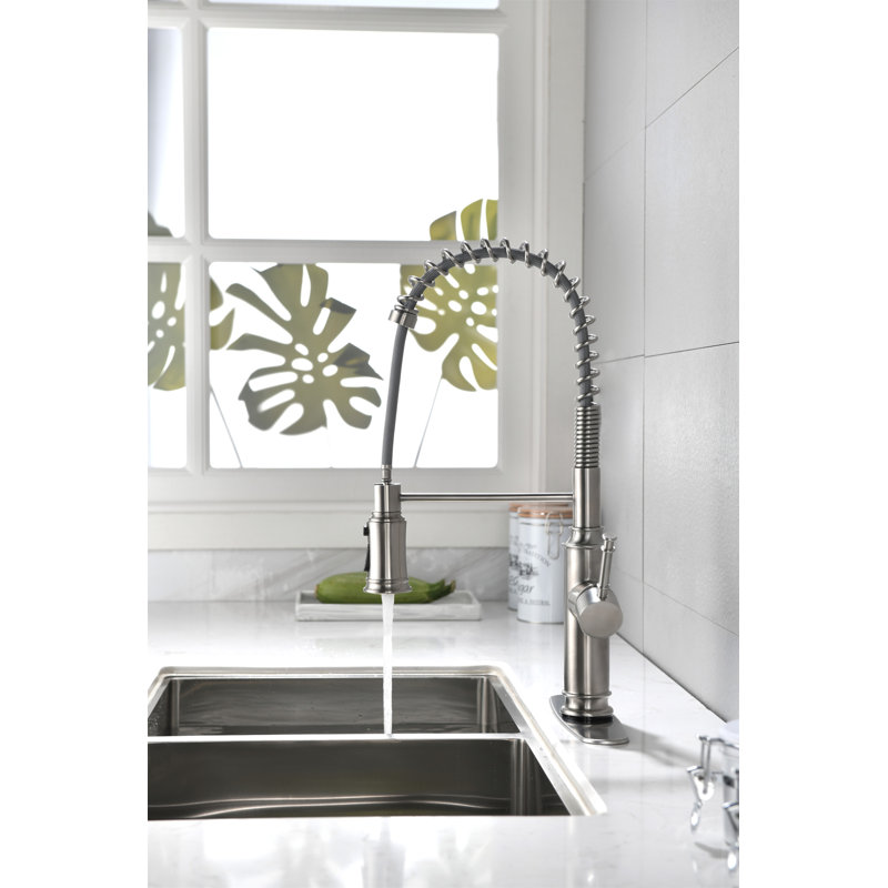 Kitchen Faucets Commercial  Single Handle Single Lever Pull Down Sprayer Spring Kitchen Sink Faucet