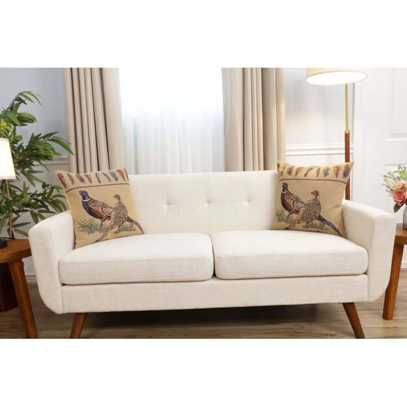 Pheasants Facing Left European Cushion Covers, Beige/Brown/Green Pheasants 1