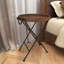 Table d'appoint latérale en métal avec plateau en bois brun