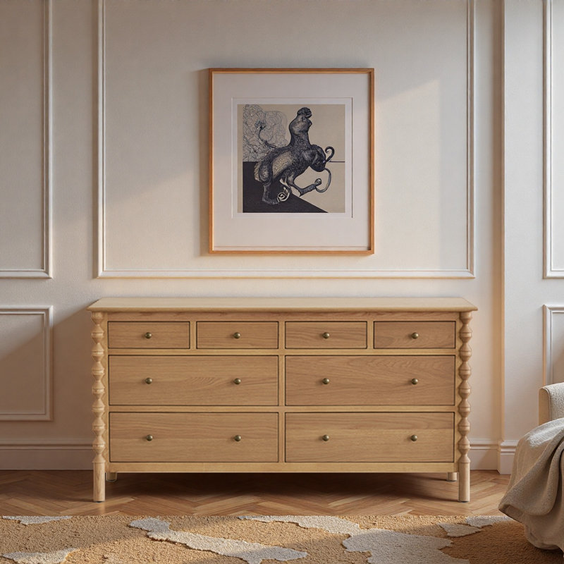 Commode d'appoint à colonne de style français rétro, Naturel
