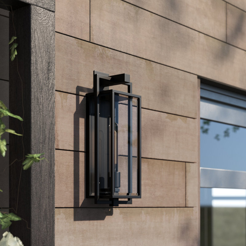 Lanterne murale d'extérieur en verre biseauté noir Liberty Hill, H 20 po x l 8 po x P 5 pi 13 po